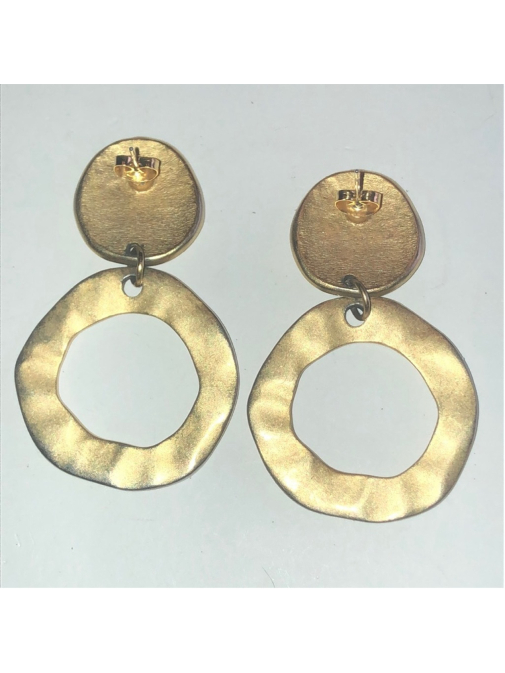 Vintage Satin Soft Gold Tone Retro Boho Statement Earrings - Picture 2 of 4